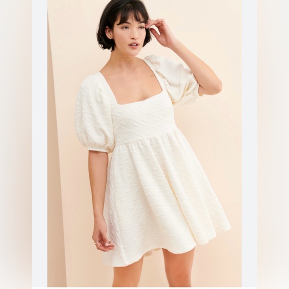 Free people NWOT Elegant White Puff‎ Sleeve Dress - Picture 1 of 8